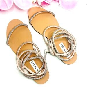 Steve Madden Twirl-R Rhinestone Ankle Tie Sandals Size 6.5